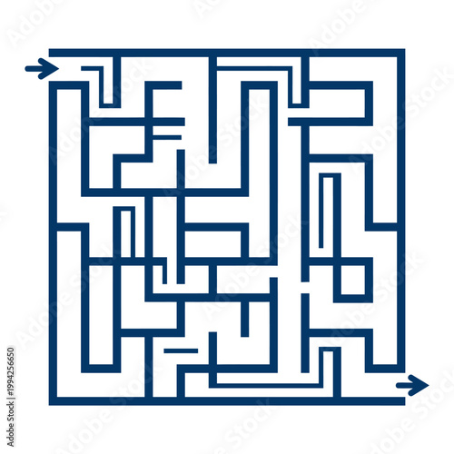 Square Maze Puzzle with Start and Exit Arrows
