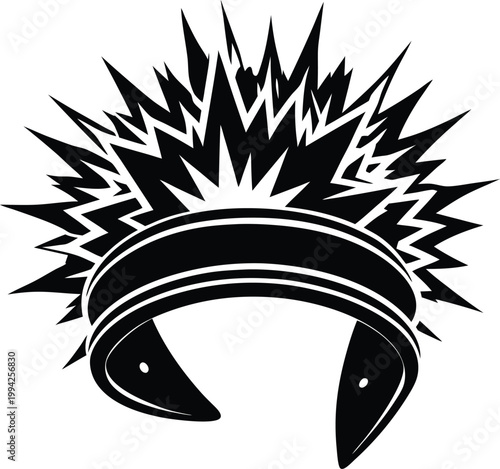 Spiked Black Graphic Crown or Armband with Bold Stylized Energy Burst