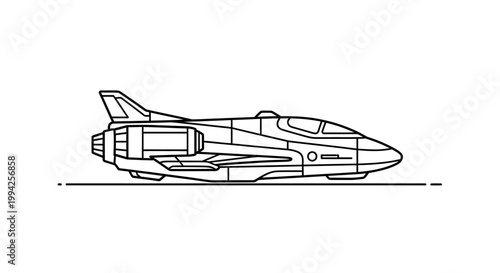 Minimalist Line Art of a Futuristic Space Fighter Jet