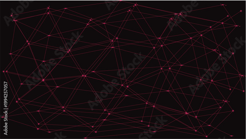 Tableau sur toile Interconnected Digital World: A vibrant digital network, with countless connection points, weaves across a dark backdrop, symbolizing the complex web of information and communication