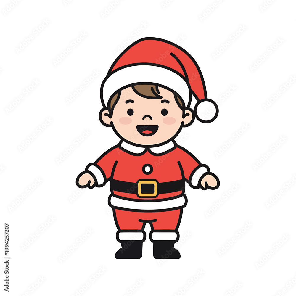 Fototapeta premium Cute Little Boy Dressed in a Santa Claus Costume Illustration