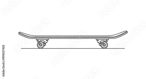 Simple Skateboard Line Art Icon