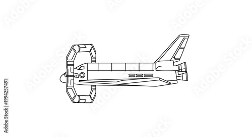 Space Shuttle with Docking Mechanism Line Art Illustration