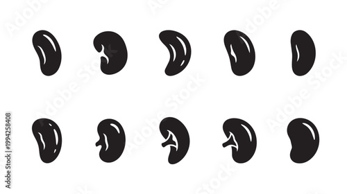 A simple, graphic illustration features a row of black kidney bean shapes arranged on a clean white background, perfect for medical or dietary themes.