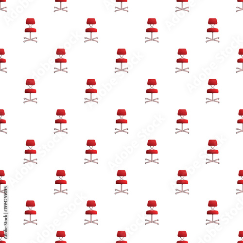 Red wheeled office chairs forming a repeating, tileable pattern
