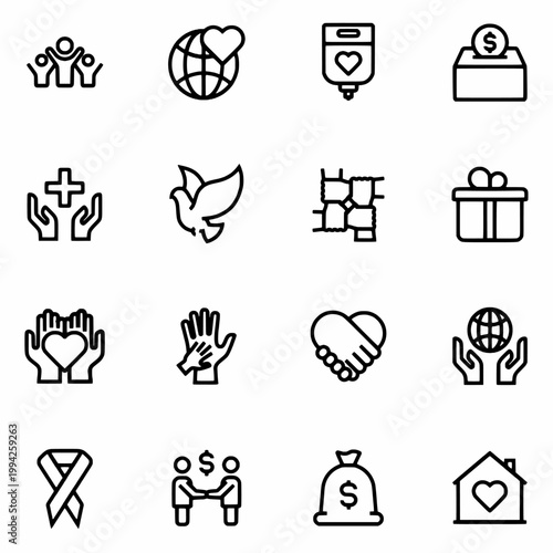 vector set of icons Charity