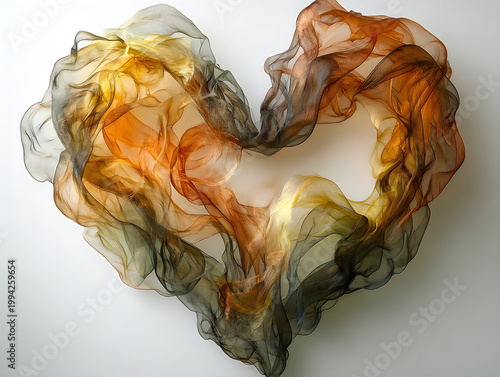 Abstract Heart Shape Flowing Fabric with Warm Tones and Subtle GradientArtistic Presentation
