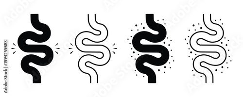 Intestine Icon Set – Human Digestive System, Gut Health & Medical Organ Vector