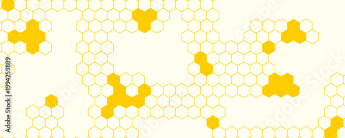 Yellow Hexagon Background. Abstract Honeycomb Pattern Design for web, wallpaper, app or print. Hexagon pattern, abstract medical science honeycomb molecule chemistry business transformational