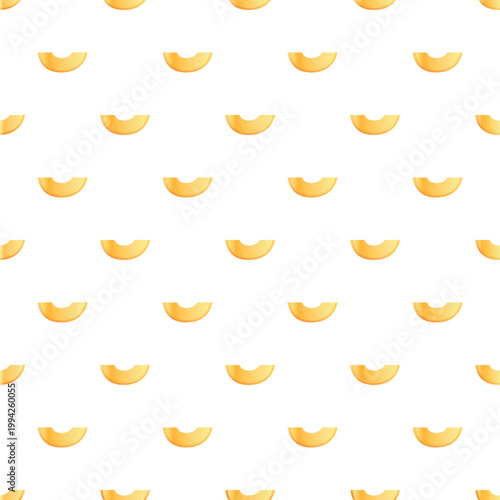 Yellow melon slices arranged in a repeating pattern over a white background