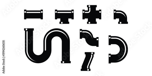 Dripping Sink Pipe Icon Set – Plumbing Leak, Faucet & Drainage System Vector