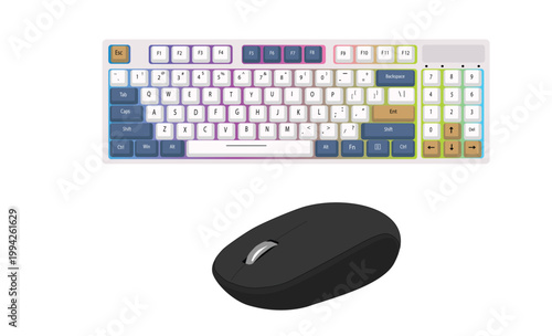 Keyboard and Mouse in design and White colour background 