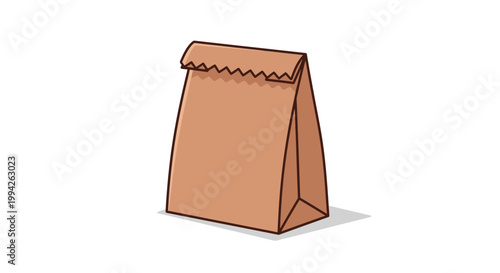 Versatile brown paper bag illustration, perfect for symbolizing eco-friendly packaging, convenient lunch carrying, or sustainable retail solutions with a clean, vector design