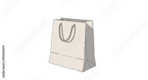 Clean and minimalist vector illustration of a beige paper shopping bag with gray handles, ideal for retail, gift packaging, e-commerce branding, or sustainable promotional materials