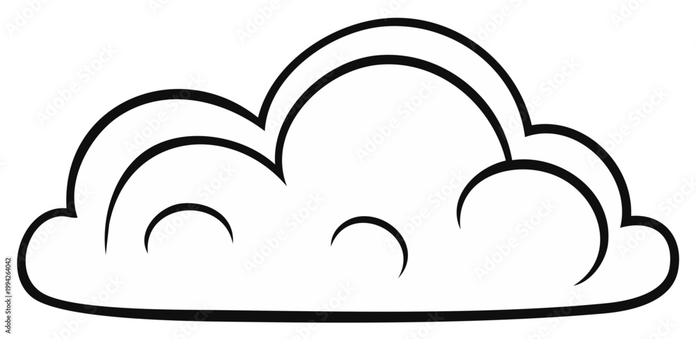 Fototapeta premium Cloud Outline Icon with a Cartoon Style for Weather Forecasts and Kids Books
