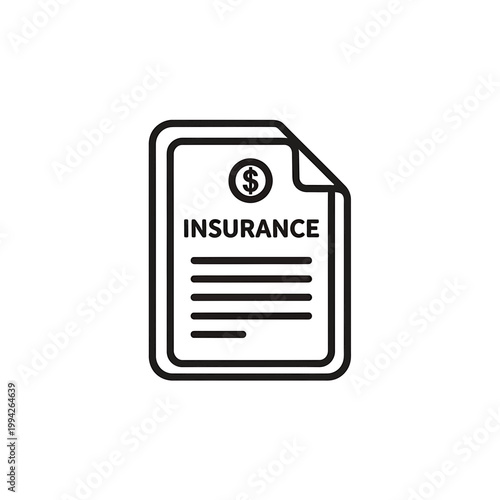 Insurance policy document icon with dollar sign symbol vector