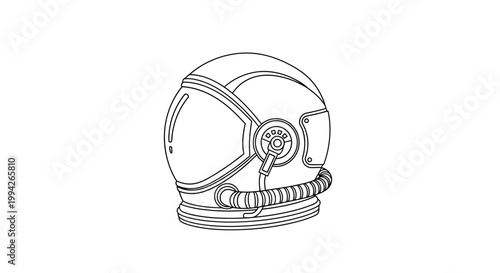 Astronaut Helmet Line Art Illustration