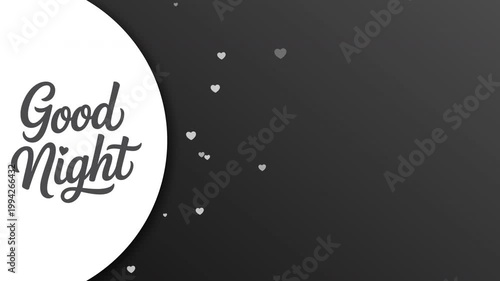 Good Night Animated Lettering Phrase with Copy Space on Dark Background for baby shower backdrop
