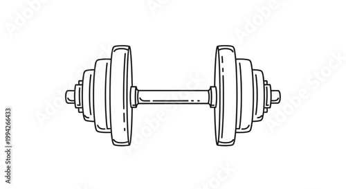 Hand Drawn Dumbbell Sketch for Fitness and Weightlifting