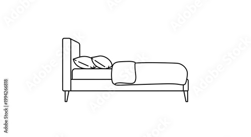 Minimalist Bed Side View Line Drawing Icon