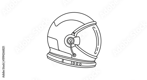 Minimalist Astronaut Helmet Line Art Icon