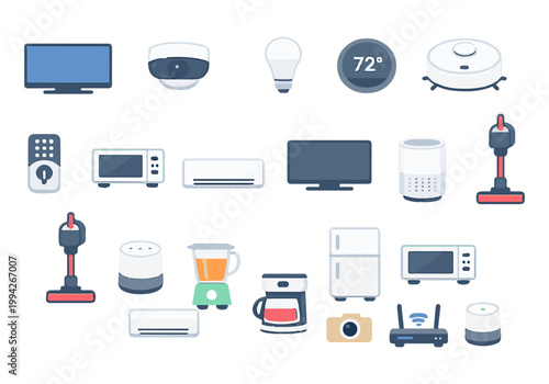 Household Kitchen and Home Appliances Icon Set