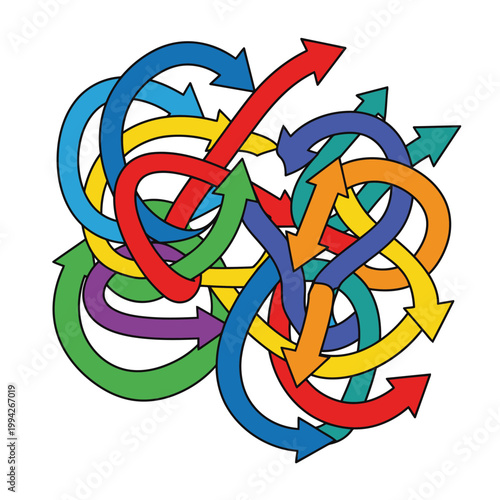 Messy Tangled Directional Arrows Representing Confusion
