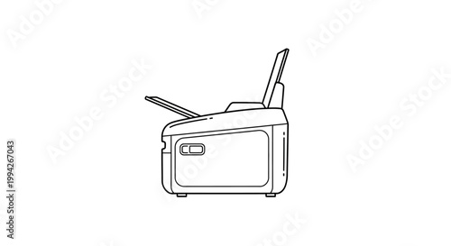 Minimalist Line Art Illustration of a Modern Desktop Printer