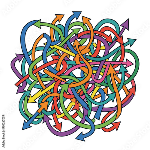 Intricate Tangled Arrows Representing Absolute Chaos and Complexity