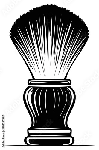 Classic Shaving Brush Illustration Black and White Traditional Grooming Tool