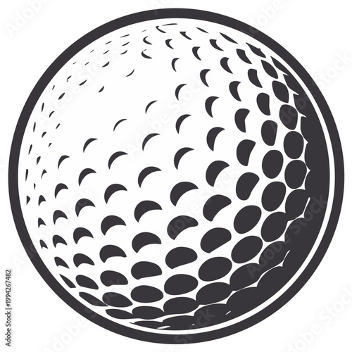 Monochrome golf ball illustration vector graphic design for sport and leisure activities