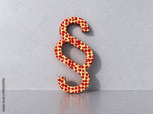 3D rendering of a floral paragraph mark against a concrete wall