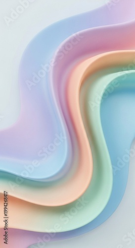 Serene 3D abstract waves with smooth pastel gradient blend