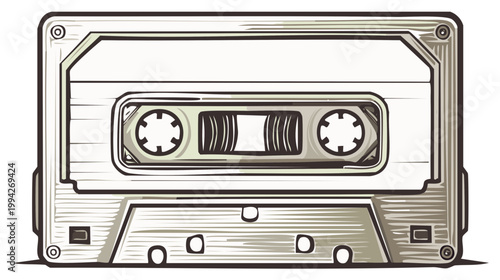 Audio Cassette Tape Illustration Vintage Retro Music Entertainment Listening Oldschool Technology