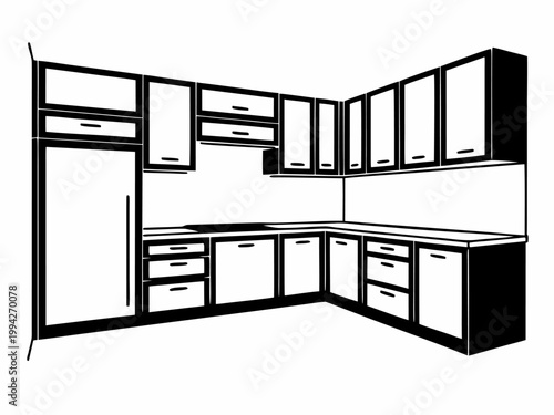 Corner kitchen cabinets and appliances in l shaped layout