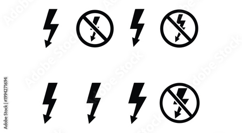Minimalist Power Outage Warning Icon Set for Digital Interfaces
