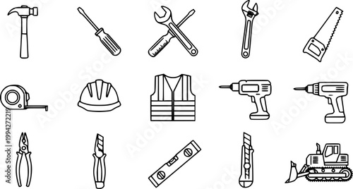 Construction tool icon collection - vector illustration
