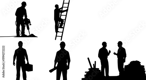Construction Workers Silhouette vector cut files
