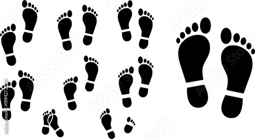 The silhouette of footprints. footsteps icon or sign for print. Vector illustration.
