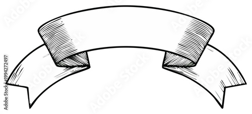 Blank vintage banner design in black and white sketch style for message