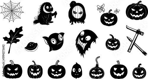 Halloween Vector Elements Silhouette Mega Set
