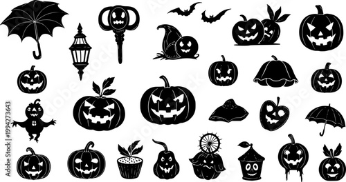 Halloween Vector Elements Silhouette Mega Set
