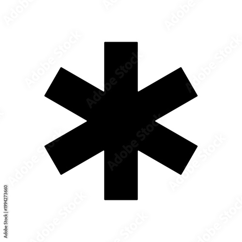 Black asterisk symbol graphic mark.