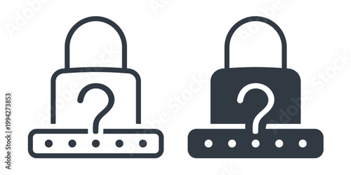 Unknown Password Icon. Forgot Login. Vector Illustration