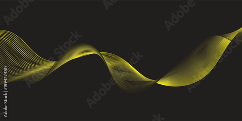 Abstract Yellow Wave Flowing Through Darkness.