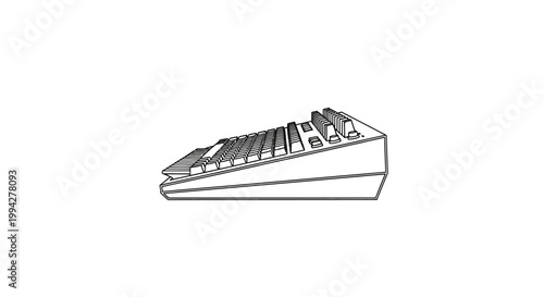 Minimalist Line Art Vector Illustration of a Synthesizer Keyboard