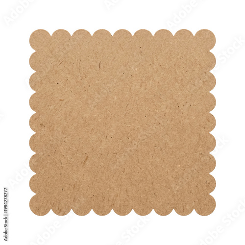 Konstfotografi Kraft paper scalloped square top view isolated
