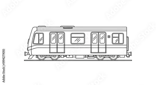 Subway Train Carriage Outline Drawing