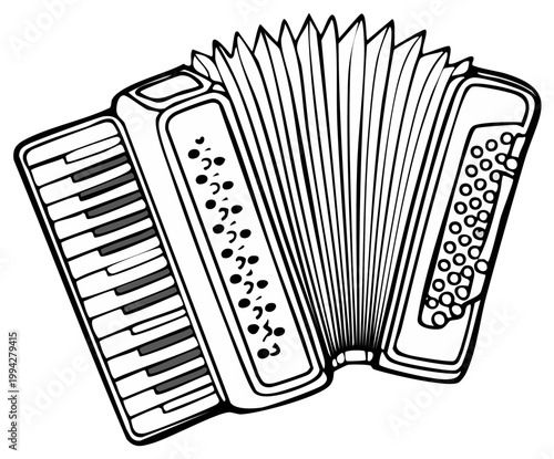 Accordion Illustration Musical Instrument Black and White