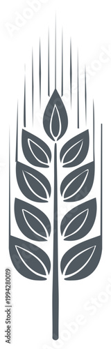 Stylized dark gray wheat stalk graphic with radiating lines